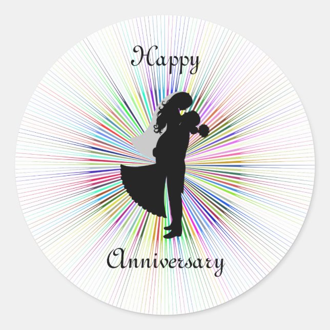 Joyeux Anniversaire Autocollant Rond (Devant)