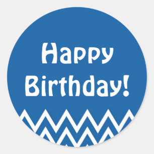 Joyeux anniversaire - autocollant rond bleu