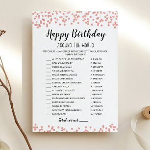 Joyeux Anniversaire autour du monde Carte de jeu d