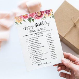 Joyeux Anniversaire autour du monde Carte de jeu d