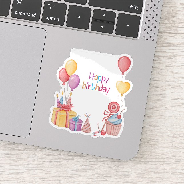 Joyeux anniversaire avec ballons autocollant (Détail)