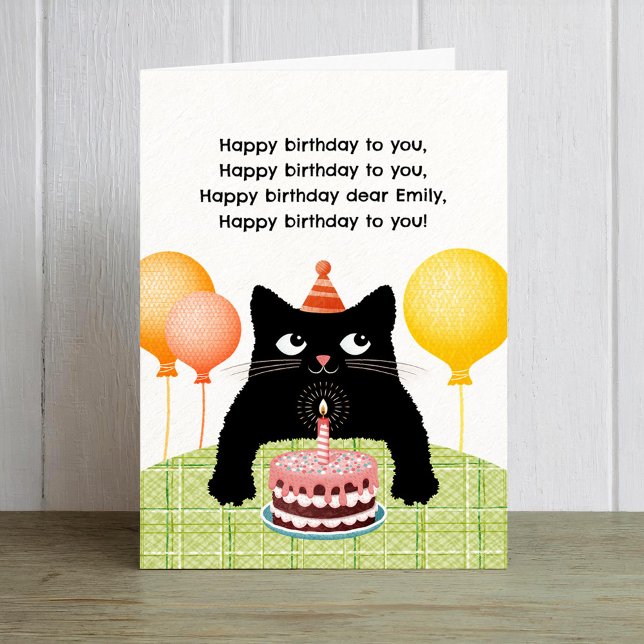 Joyeux anniversaire avec chat, gâteau et bougie (Créateur téléchargé)