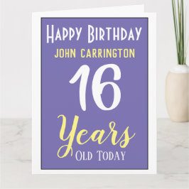Joyeux anniversaire avec nom et 16 ans Carte