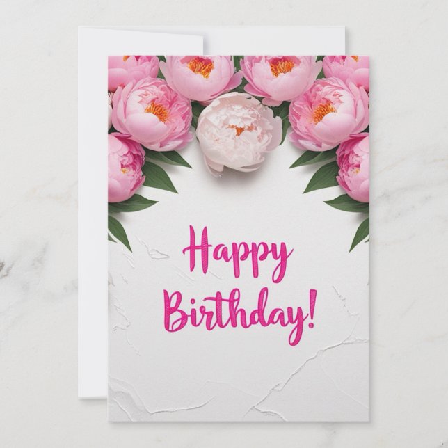 Joyeux Anniversaire Avec Roses Rose Carte De Voeux (Devant)