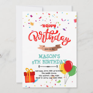 Joyeux anniversaire ballon confetti carte de lapin