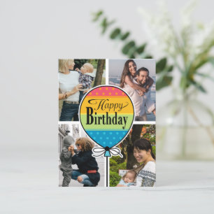 Joyeux Anniversaire Ballons coloré 4 Carte photo
