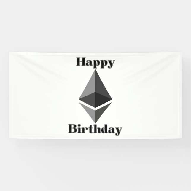 Joyeux Anniversaire Bannière en Vinyle 4x8 Ethereu (Horizontal)