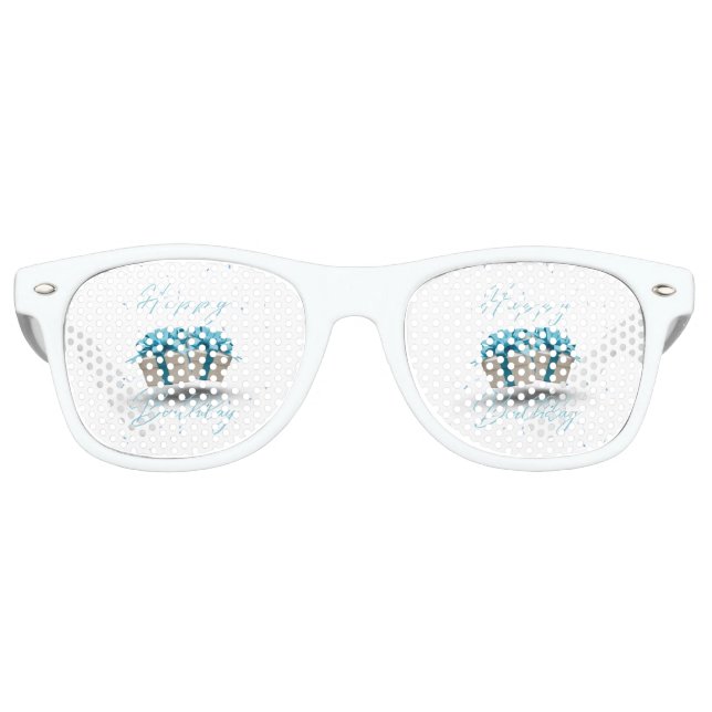 Joyeux Anniversaire Bébé Bleu Parti Retro Lunettes (Devant)