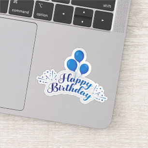 Joyeux anniversaire bleu ballons autocollant