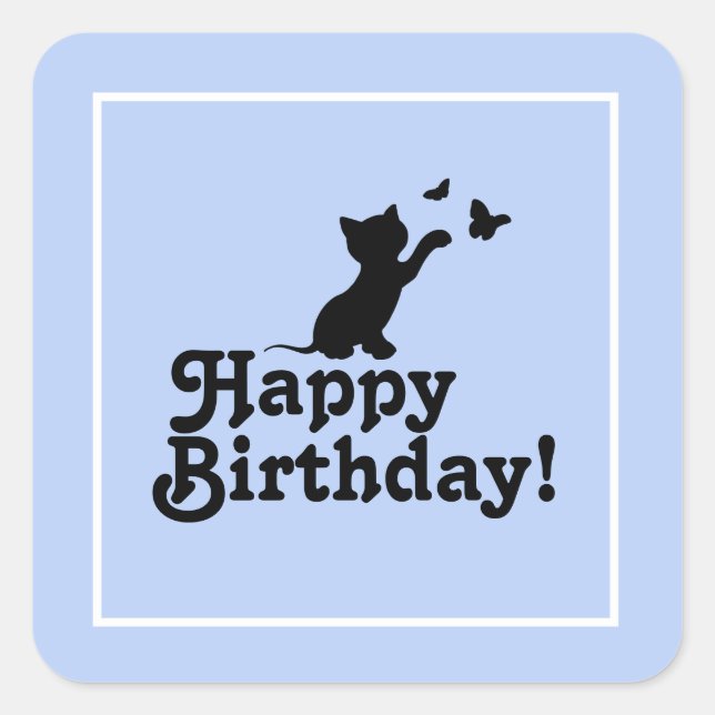Joyeux Anniversaire Bleu Kitten et Sticker papillo (Devant)