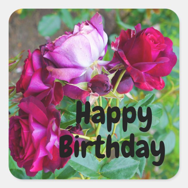 Joyeux Anniversaire bleu sauvage Rose no 1 Sticker (Devant)