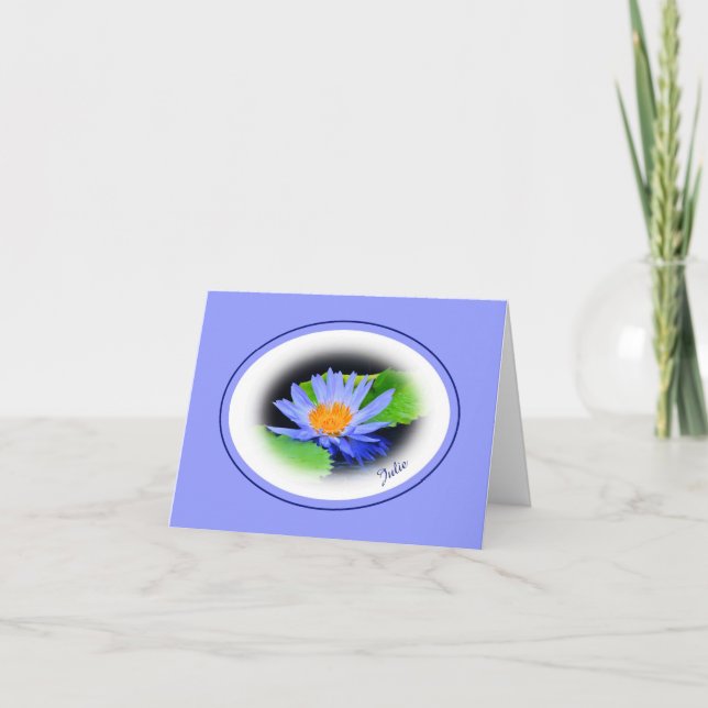 Joyeux anniversaire Blue Water Lily Note Cartes de (Devant)