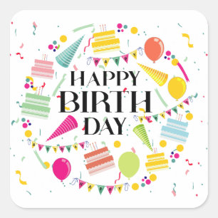Joyeux Anniversaire Carré Sticker