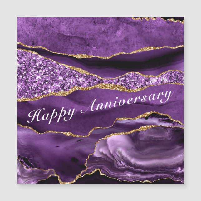 Joyeux Anniversaire Carte Agate Violet Violet Or (Devant)