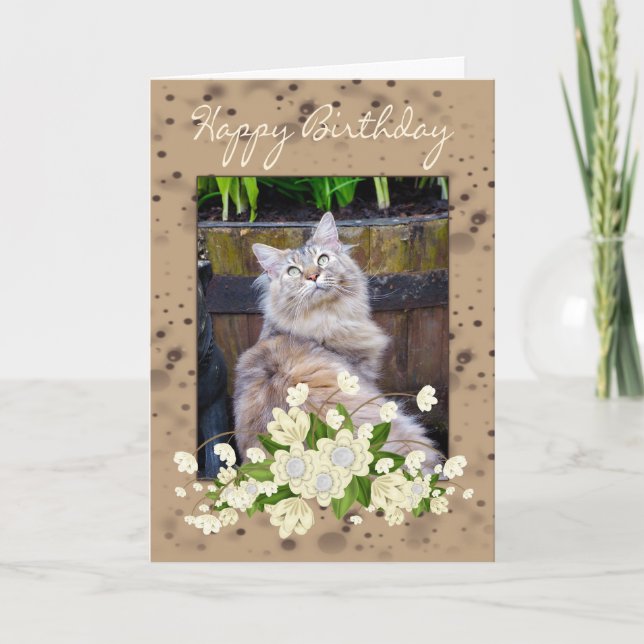 Joyeux Anniversaire, Carte Anniversaire Avec Chat, (Devant)