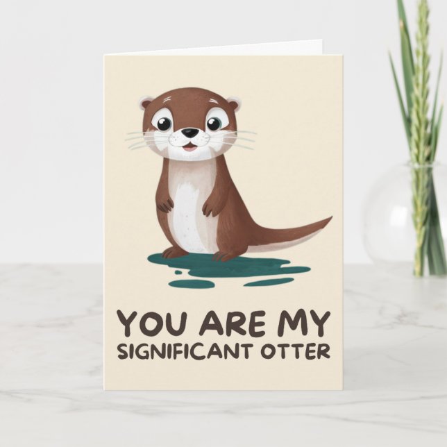 Joyeux Anniversaire Carte de Loutre Mignonne Drôle (Devant)