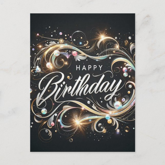 "Joyeux Anniversaire" : Carte de vœux élégante à m (Devant)