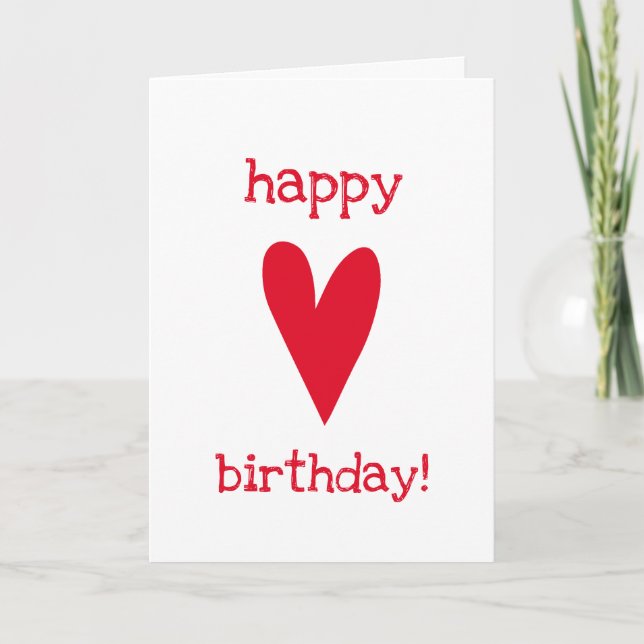 Joyeux anniversaire ! Carte de voeux Red Heart (Devant)