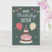 Joyeux Anniversaire Carte Festive Ballons Gâteau S