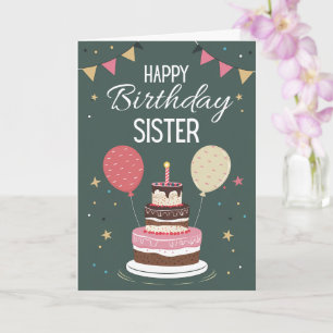 Joyeux Anniversaire Carte Festive Ballons Gâteau S