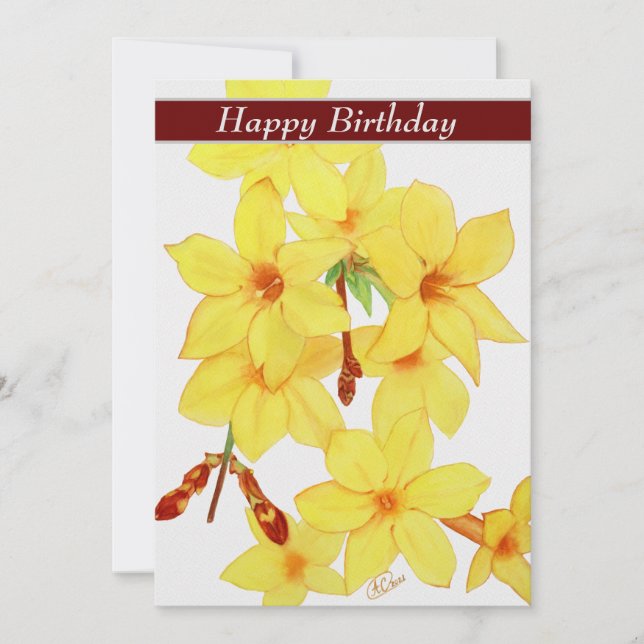 Joyeux Anniversaire Carte Fleur Jaune Jasmin (Devant)
