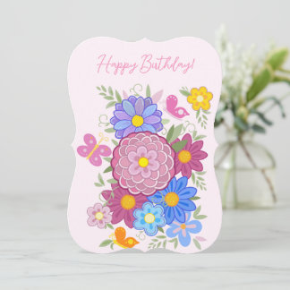 Joyeux anniversaire! carte fleurs papillon et oise