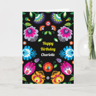 🌺 Joyeux anniversaire carte folklorique personnal