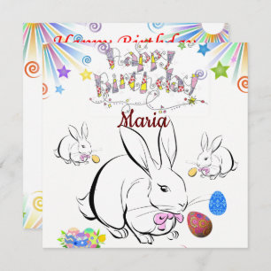 Joyeux Anniversaire Carte Invitation Rabbit