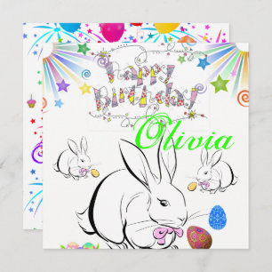Joyeux Anniversaire Carte Invitation Rabbit
