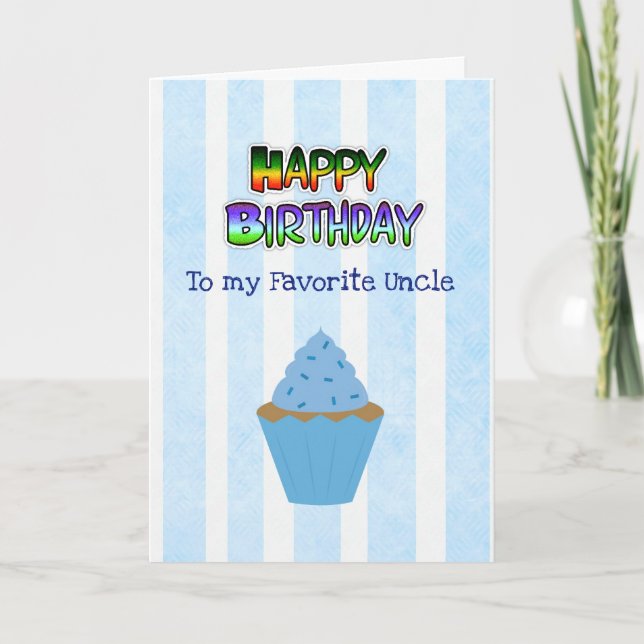 Joyeux Anniversaire Carte oncle bleu Cupcake (Devant)