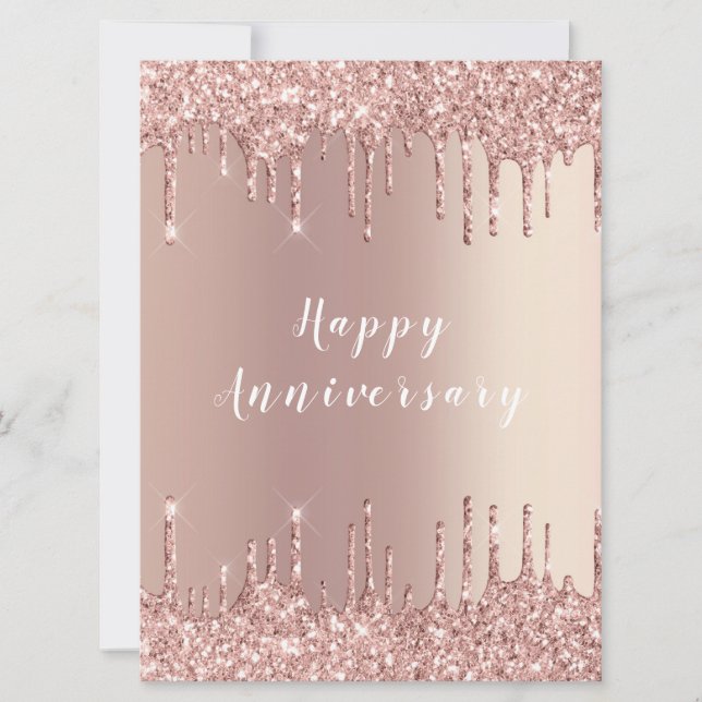 Joyeux Anniversaire Carte Rose Parties scintillant (Devant)