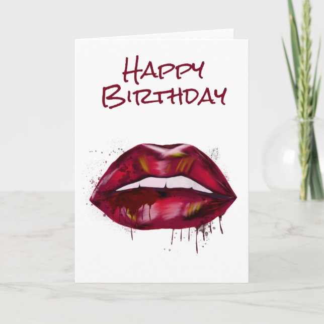 Joyeux Anniversaire Cartes aux Lèvres Rouges qui D (Devant)