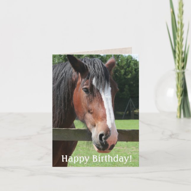Joyeux Anniversaire Cheval Brown Carte d'équitatio (Devant)