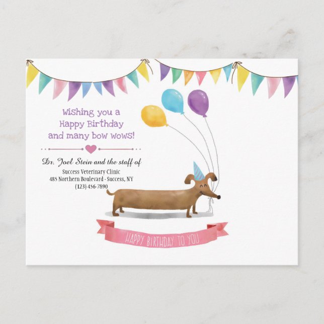 Joyeux Anniversaire Chien Carte Postale (Devant)