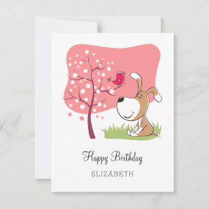 Joyeux Anniversaire Chien Chiot Puppy Bird Carte r