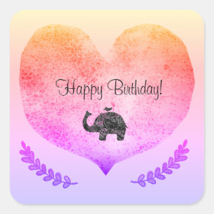 Joyeux Anniversaire Chiny Coeur Elephant Sticker