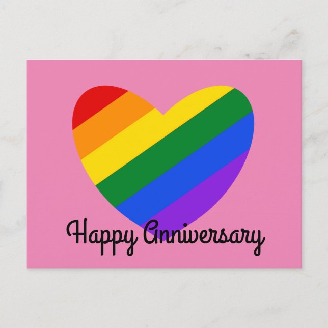 Joyeux Anniversaire Cœur Arc-en-Ciel #1 Carte Post (Devant)