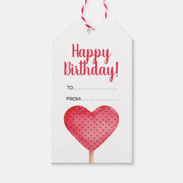 Joyeux anniversaire coeur rouge avec étiquette cad (Devant)