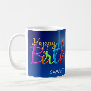Joyeux anniversaire coloré Mug de café personnal