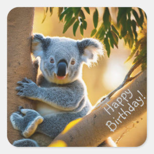 Joyeux Anniversaire Cute Koala Bear Stickers