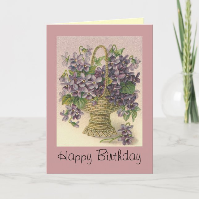 Joyeux anniversaire de fleur vintage - cartes (Devant)