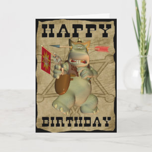 Joyeux anniversaire de la carte Hippo Sheriff