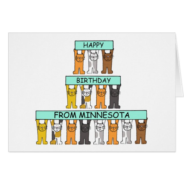 Joyeux anniversaire de Minnesota Cartoon Cats (Devant horizontal)