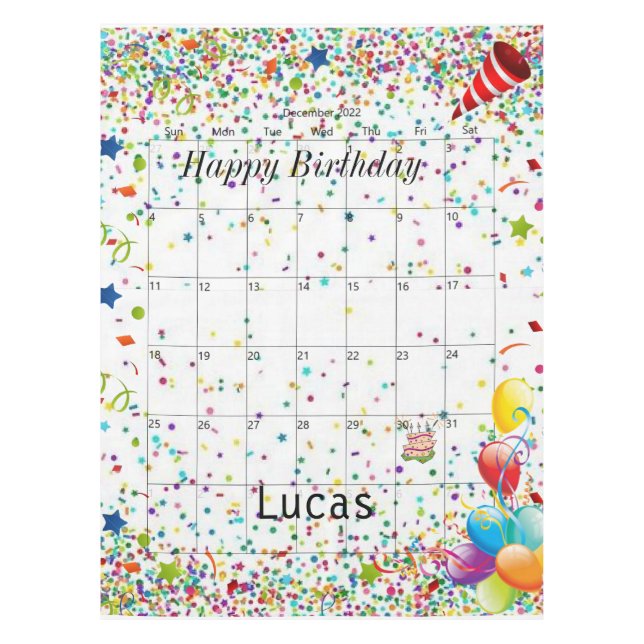 Joyeux anniversaire décembre 2022 Nappe (Devant)