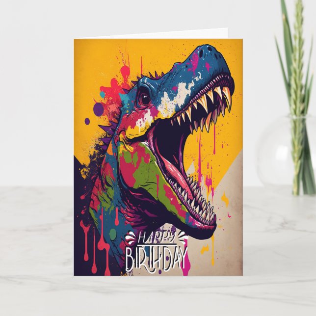 Joyeux Anniversaire Dinosaur Enfants Carte moderne (Devant)