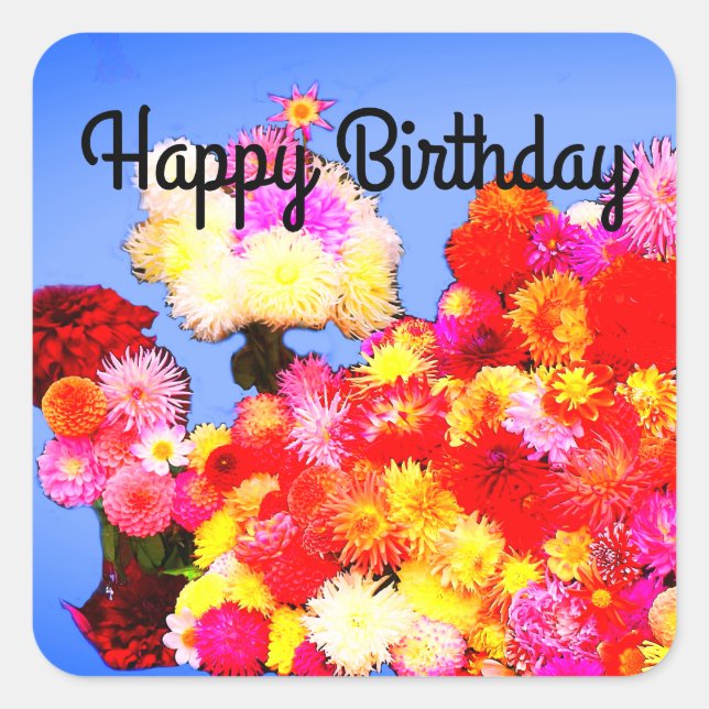 Joyeux anniversaire Divers Dahlias #2-1 Stickers (Devant)