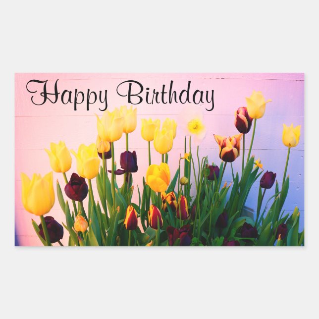 Joyeux Anniversaire Diverses Tulipes #1 Stickers (Devant)