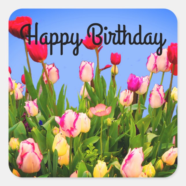 Joyeux Anniversaire Diverses Tulipes #3 Stickers (Devant)