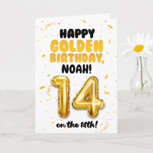 Joyeux anniversaire d'or, carte d'anniversaire 14 