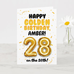 Joyeux anniversaire d'or, carte d'anniversaire 28 